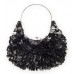 Evening Sparkle Hobo-Shaped Bag in Black Paillettes w/ Frame - Black - BG-8019BK